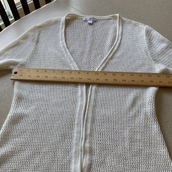 Roz & Ali Open Front Crocheted Cardigan - White - size PL - Excellent Used Cond - Picture 6 of 6